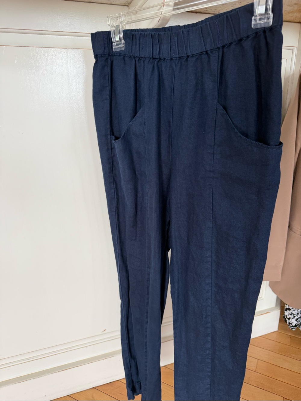 Quince Navy Elastic-Waist Linen pants women’s